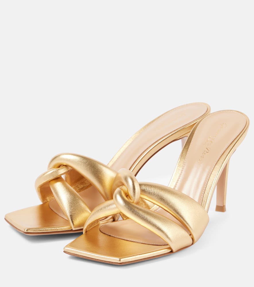 Gianvito Rossi Amour 85 metallic leather mules