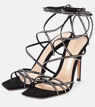 Gianvito Rossi Ankletie 105 embellished suede sandals