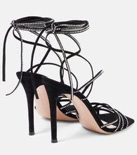 Gianvito Rossi Ankletie 105 embellished suede sandals
