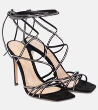 Gianvito Rossi Ankletie 105 embellished suede sandals