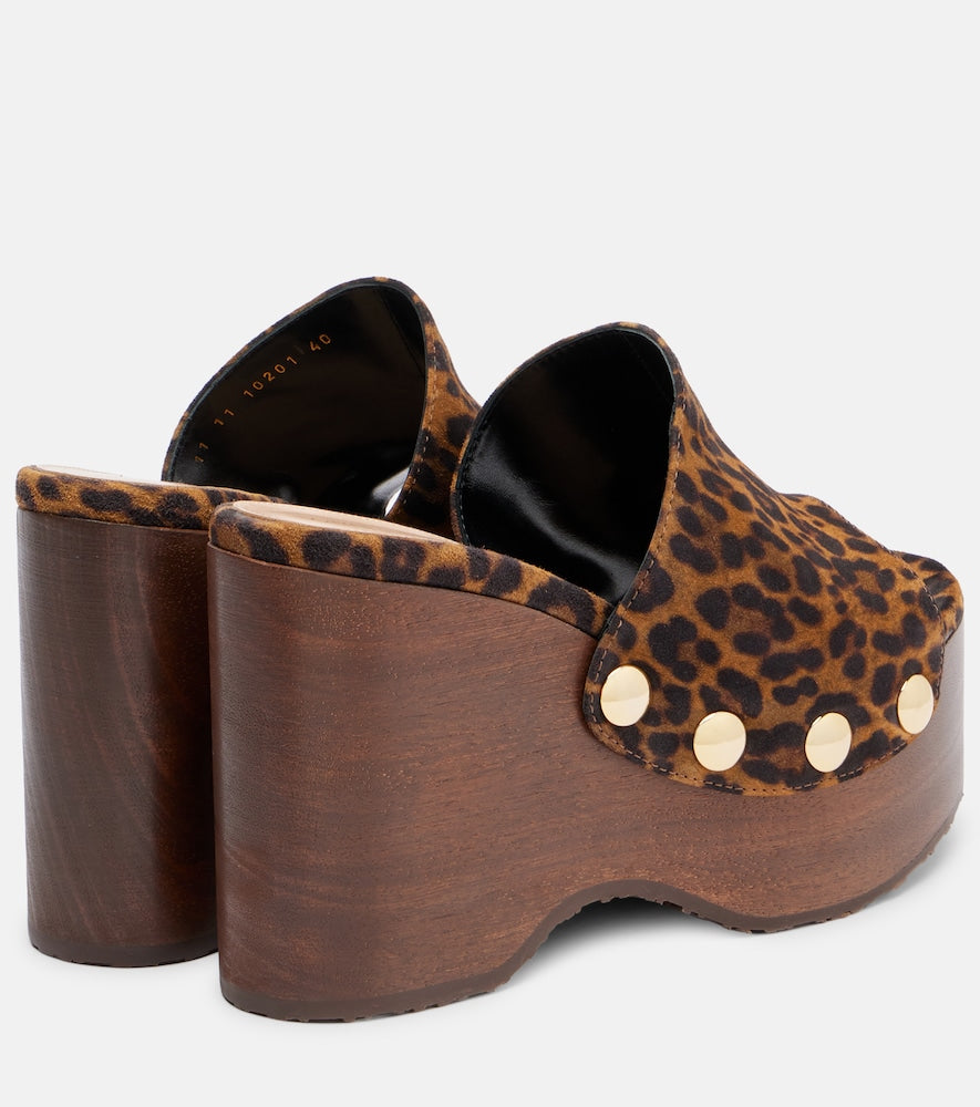 Gianvito Rossi Ardéa leopard-print suede wedge mules
