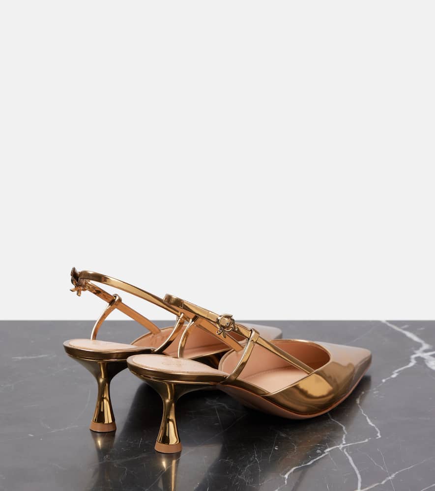 Gianvito Rossi Ascent 55 metallic leather slingback pumps