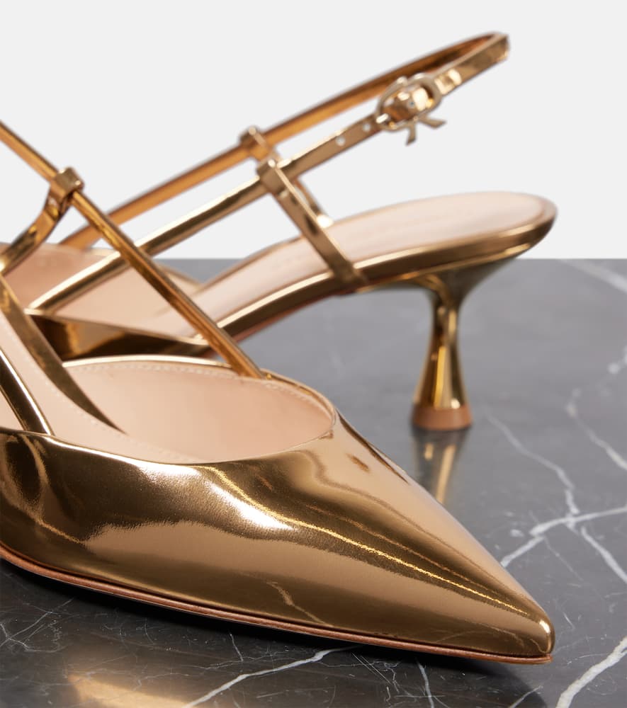 Gianvito Rossi Ascent 55 metallic leather slingback pumps