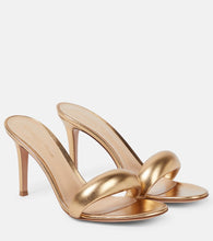 Gianvito Rossi Bijoux 85 metallic leather mules - Gianvito Rossi Bijoux 85 金属皮革穆勒鞋