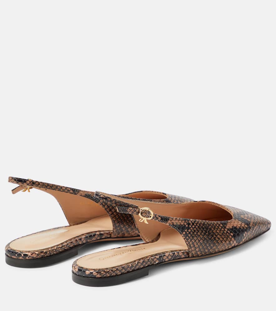 Gianvito Rossi Borneo snake-print leather slingback flats