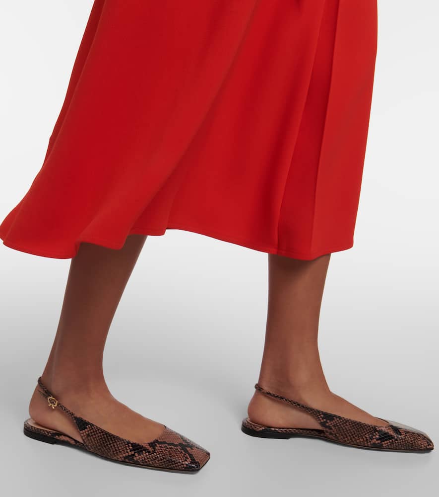 Gianvito Rossi Borneo snake-print leather slingback flats