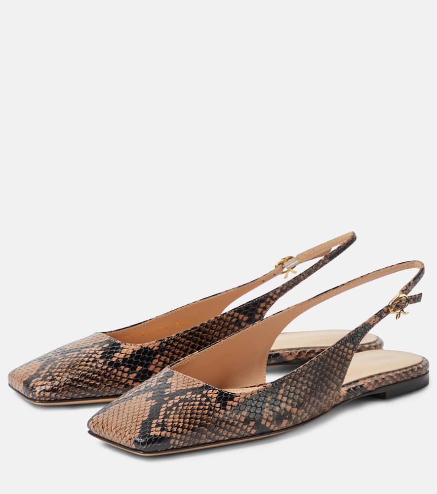 Gianvito Rossi Borneo snake-print leather slingback flats