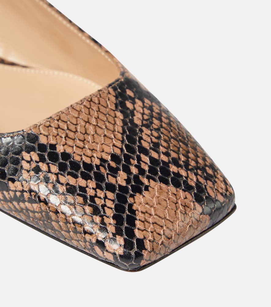 Gianvito Rossi Borneo snake-print leather slingback flats
