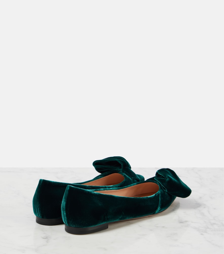 Gianvito Rossi Bow-detail velvet ballet flats