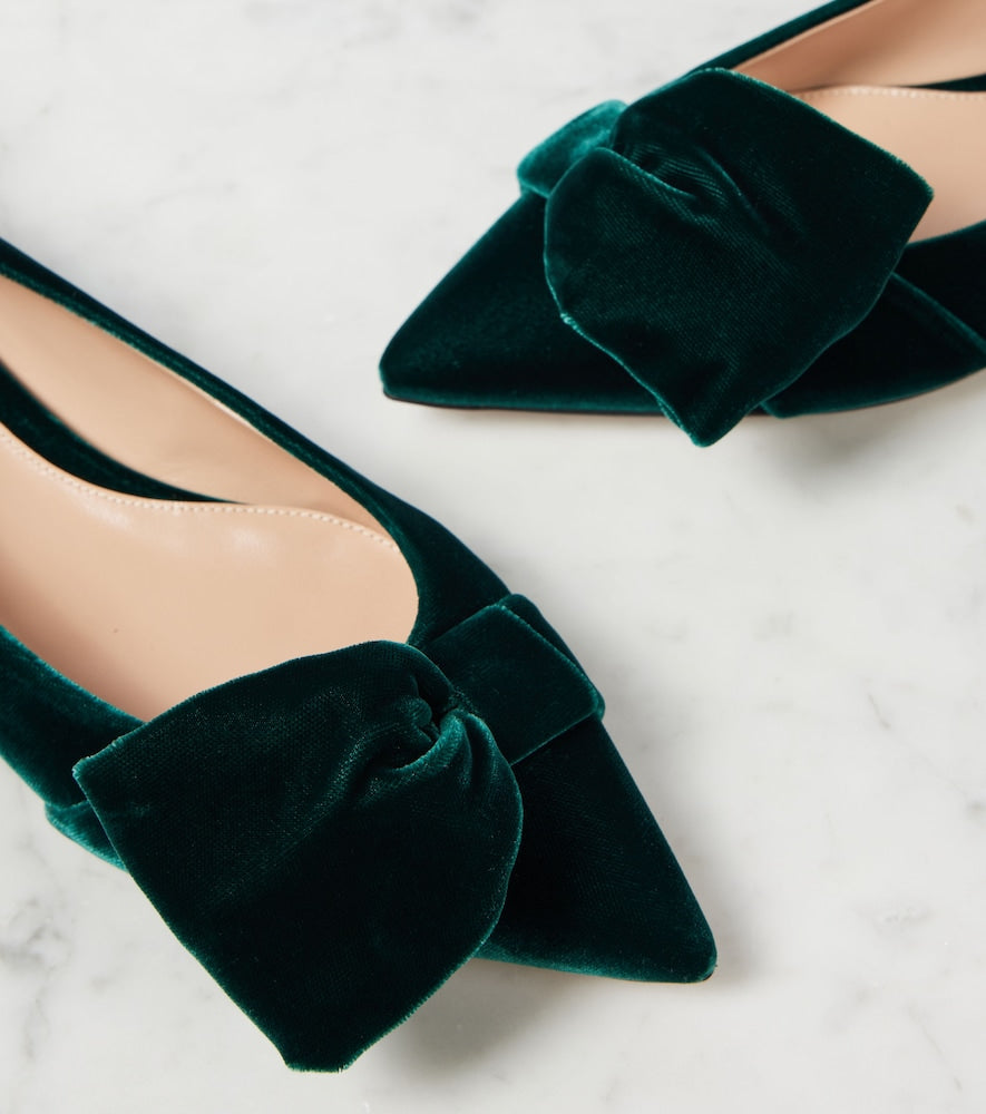 Gianvito Rossi Bow-detail velvet ballet flats