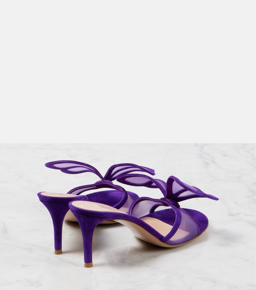 Gianvito Rossi Butterfly 70 mesh and suede mules