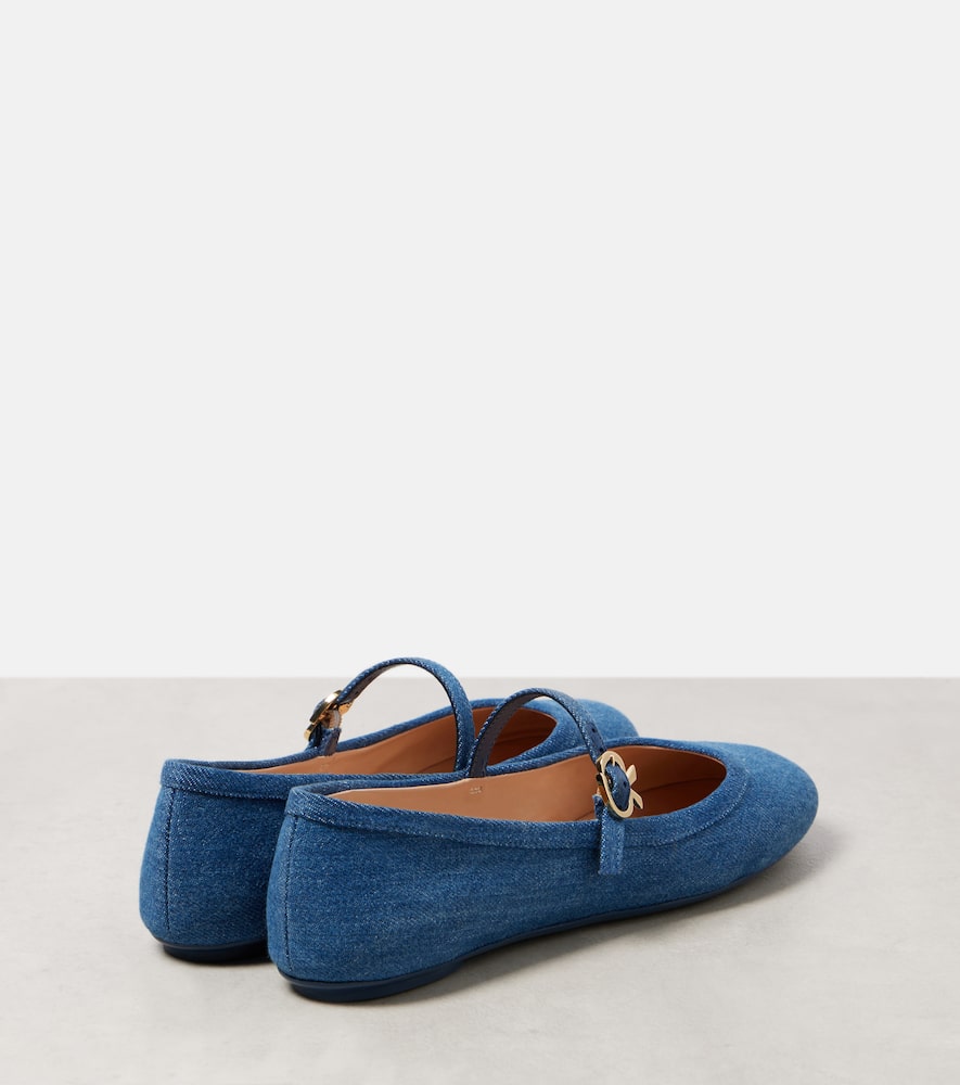 Gianvito Rossi Carla denim Mary Jane flats