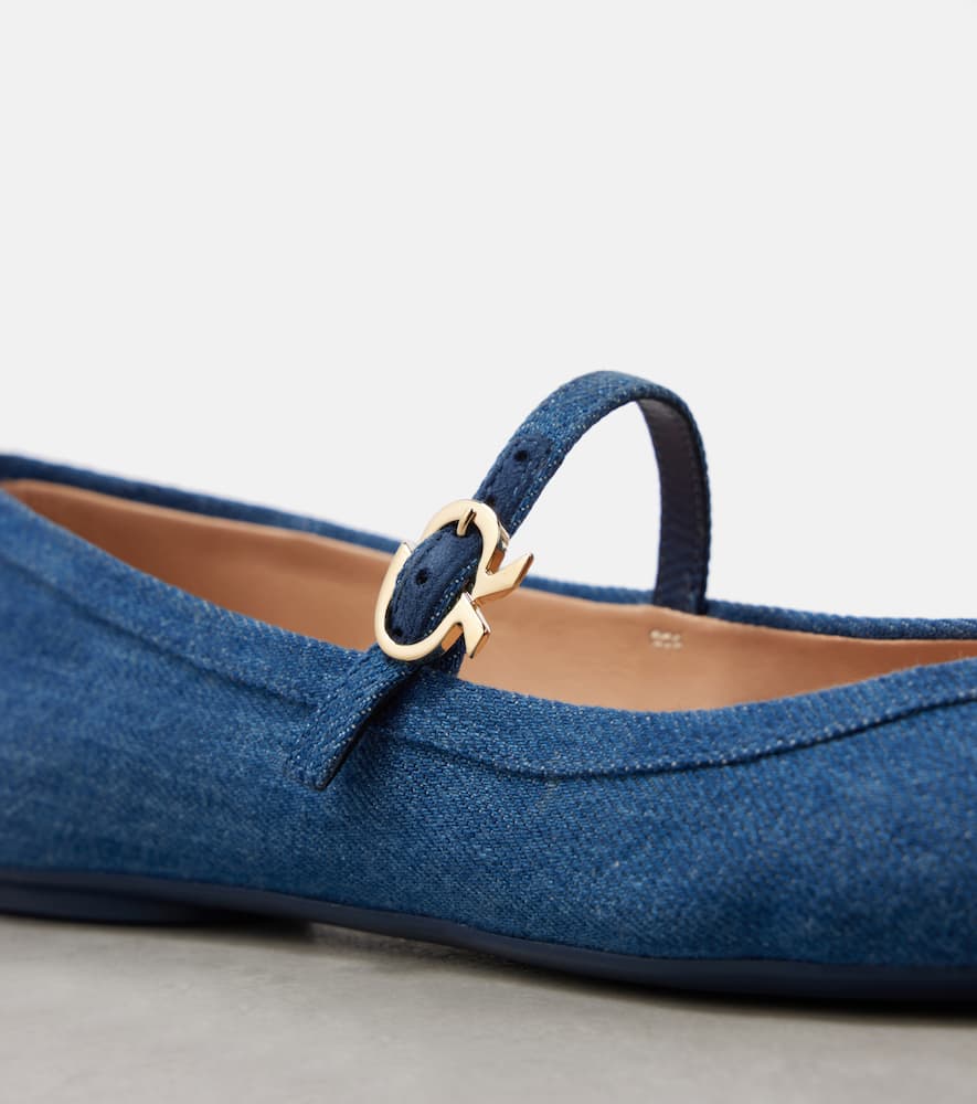 Gianvito Rossi Carla denim Mary Jane flats