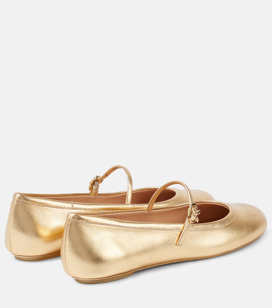 Gianvito Rossi Carla metallic leather ballet flats