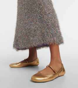 Gianvito Rossi Carla metallic leather ballet flats