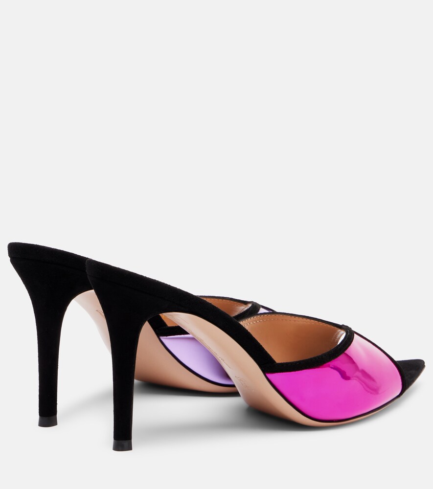 Gianvito Rossi Confetti suede-trimmed metallic leather mules