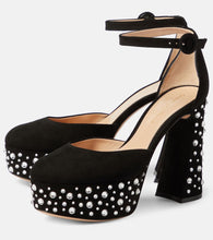 Gianvito Rossi Crystal Holly D'Orsay suede platform pumps