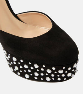 Gianvito Rossi Crystal Holly D'Orsay suede platform pumps