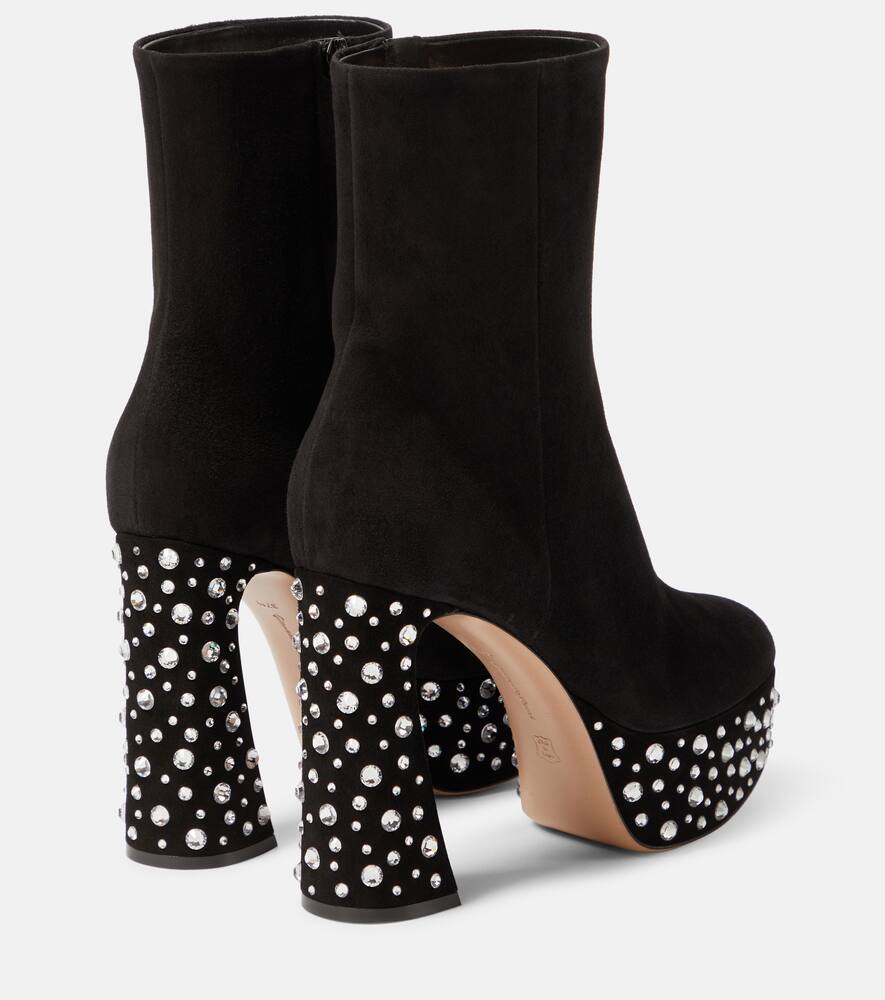 Gianvito Rossi Crystal Holly suede platform ankle boots