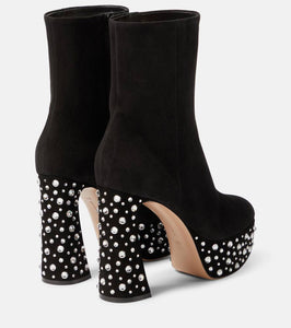 Gianvito Rossi Crystal Holly suede platform ankle boots