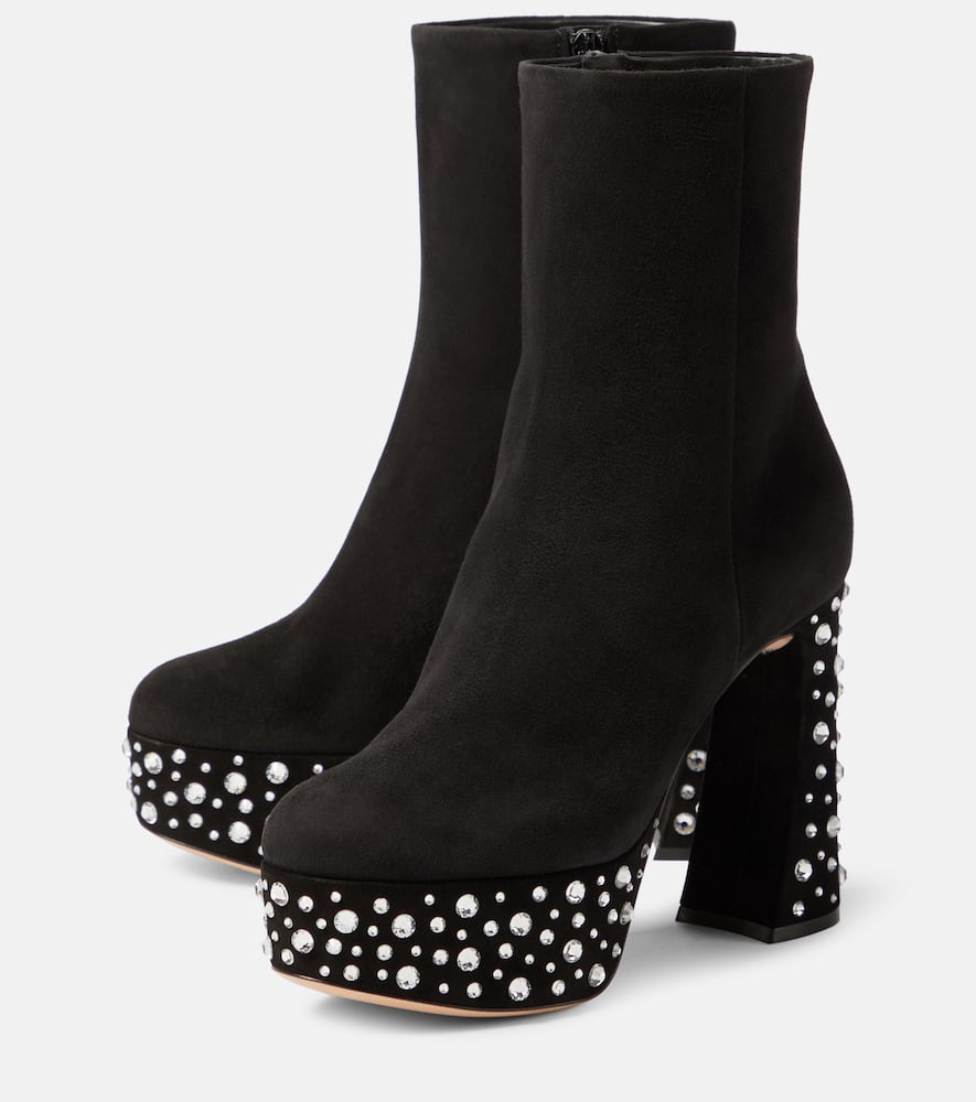 Gianvito Rossi Crystal Holly suede platform ankle boots