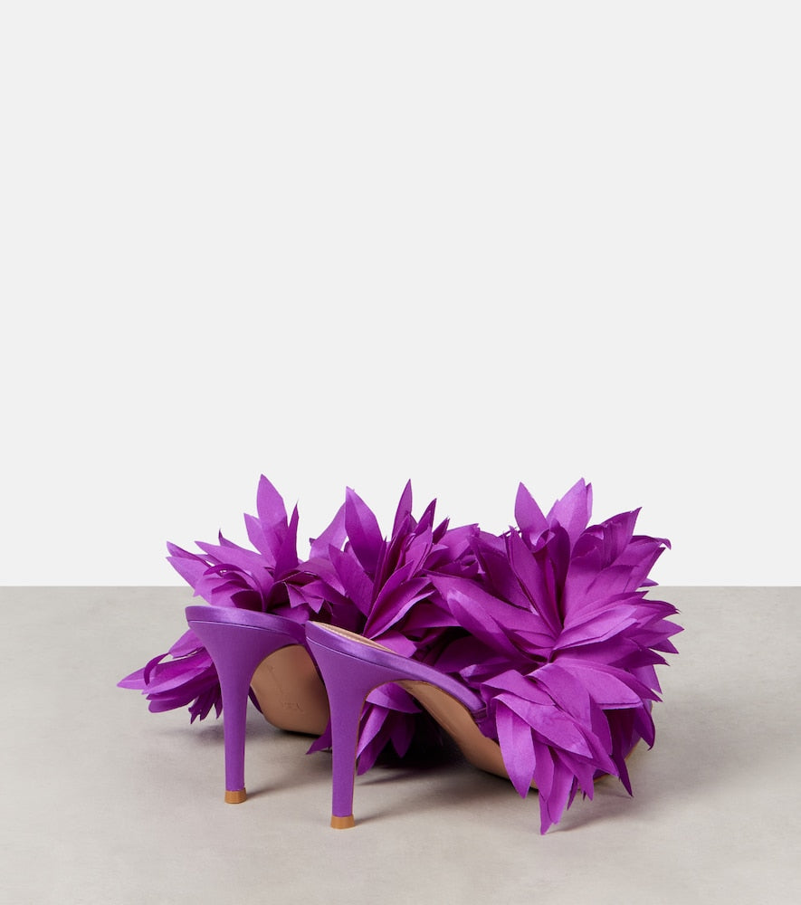 Gianvito Rossi Daniah 85 embellished crepe satin mules