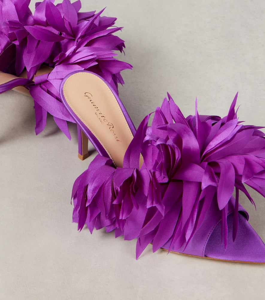 Gianvito Rossi Daniah 85 embellished crepe satin mules