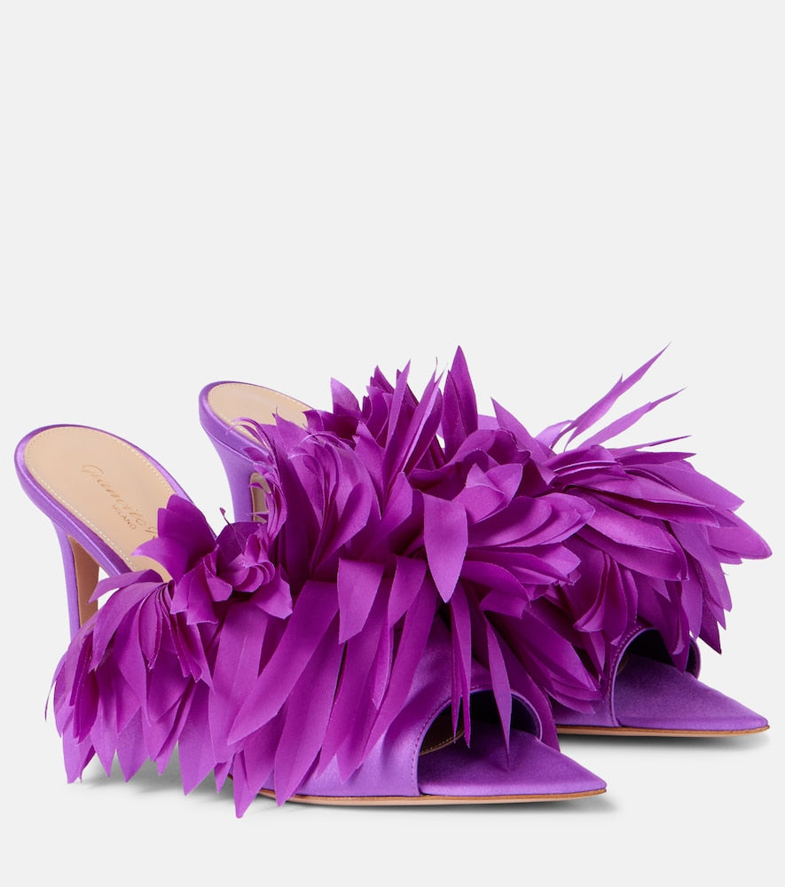 Gianvito Rossi Daniah 85 embellished crepe satin mules