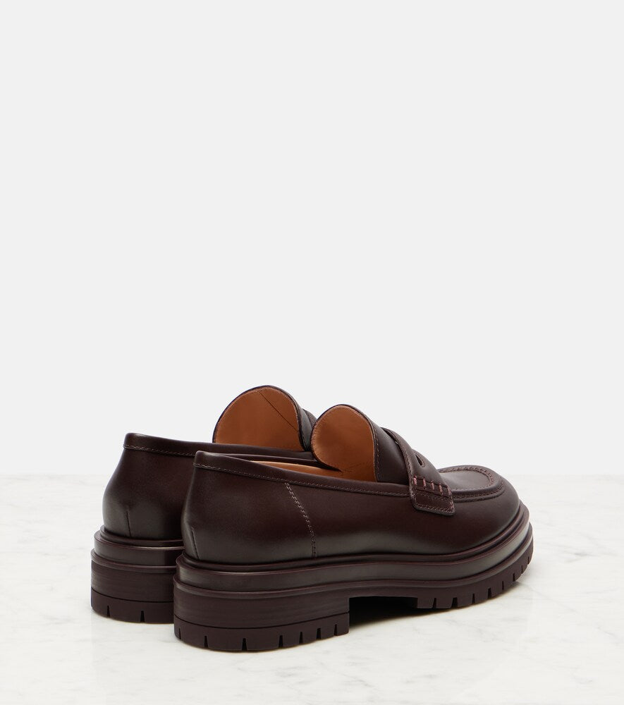 Gianvito Rossi Davis leather penny loafers