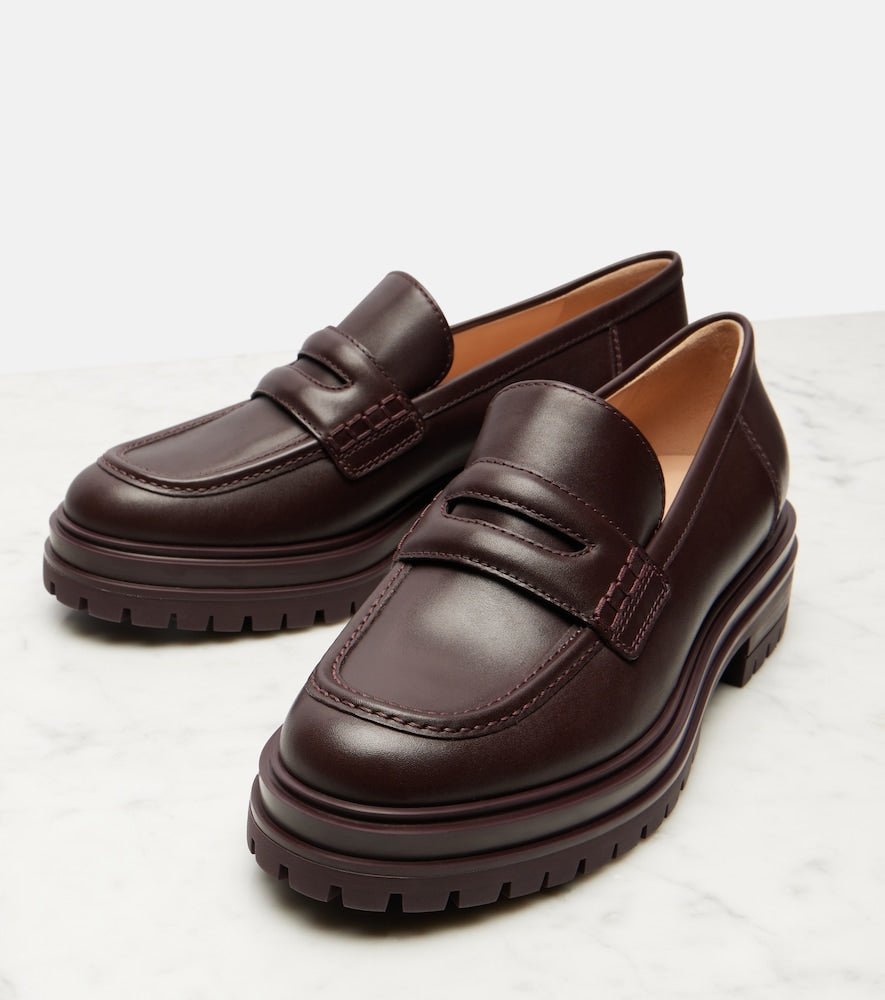 Gianvito Rossi Davis leather penny loafers