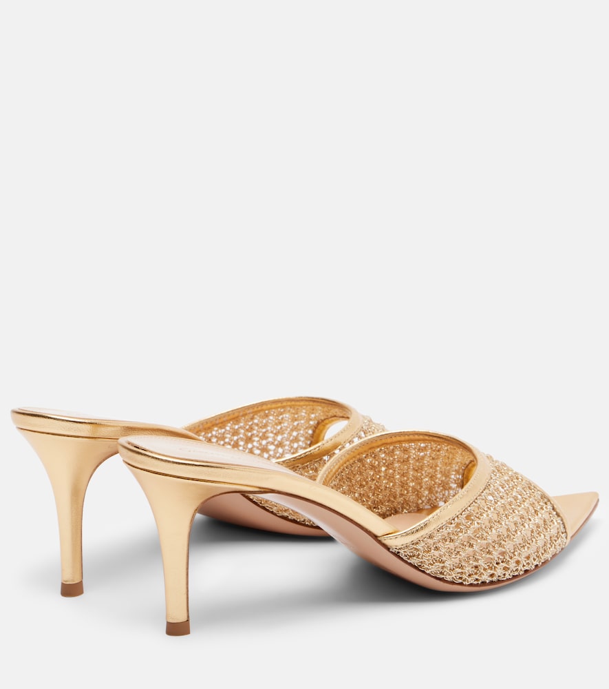Gianvito Rossi Dorotea metallic leather-trimmed mules