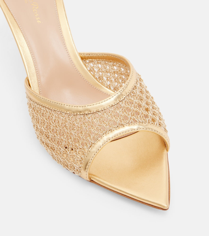 Gianvito Rossi Dorotea metallic leather-trimmed mules