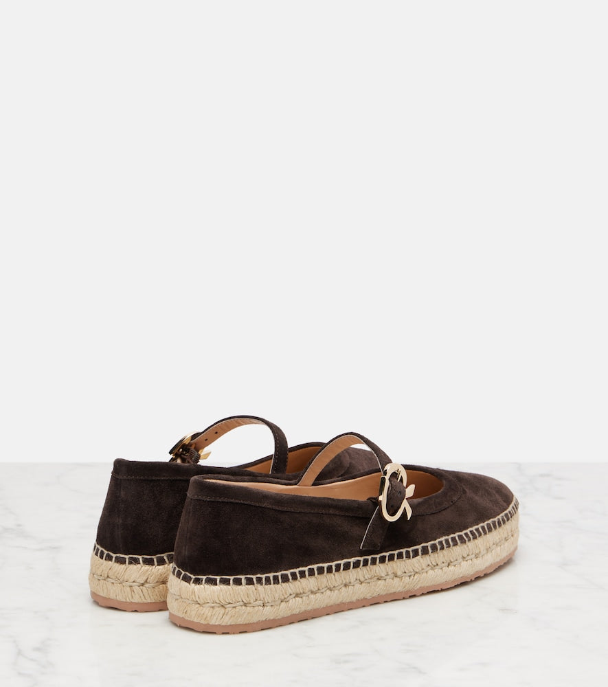 Gianvito Rossi Elda suede espadrilles Mary Jane flats