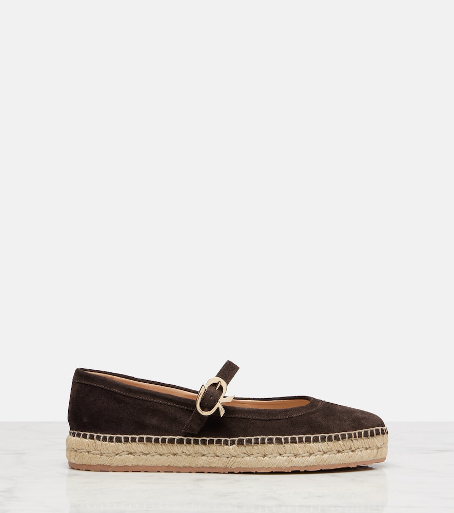 Gianvito Rossi Elda suede espadrilles Mary Jane flats