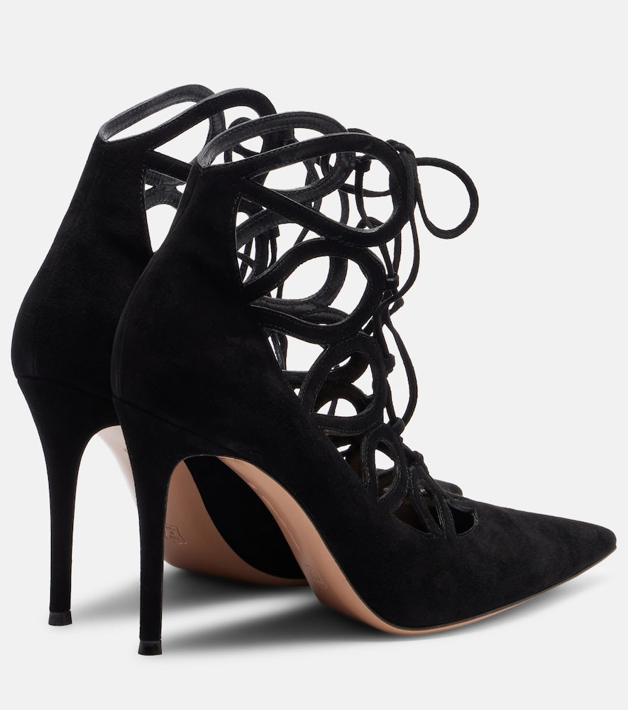 Gianvito Rossi Elisa 95 suede lace-up pumps