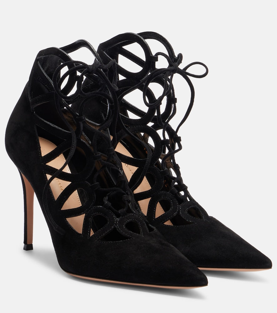 Gianvito Rossi Elisa 95 suede lace-up pumps