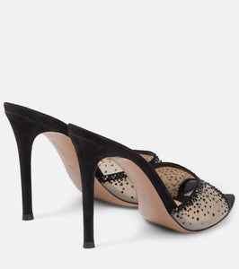 Gianvito Rossi Elle 115 embellished mesh mules