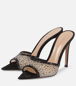 Gianvito Rossi Elle 115 embellished mesh mules