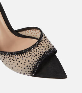 Gianvito Rossi Elle 115 embellished mesh mules