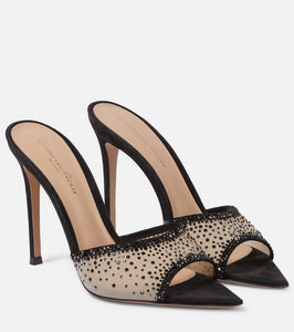 Gianvito Rossi Elle 115 embellished mesh mules