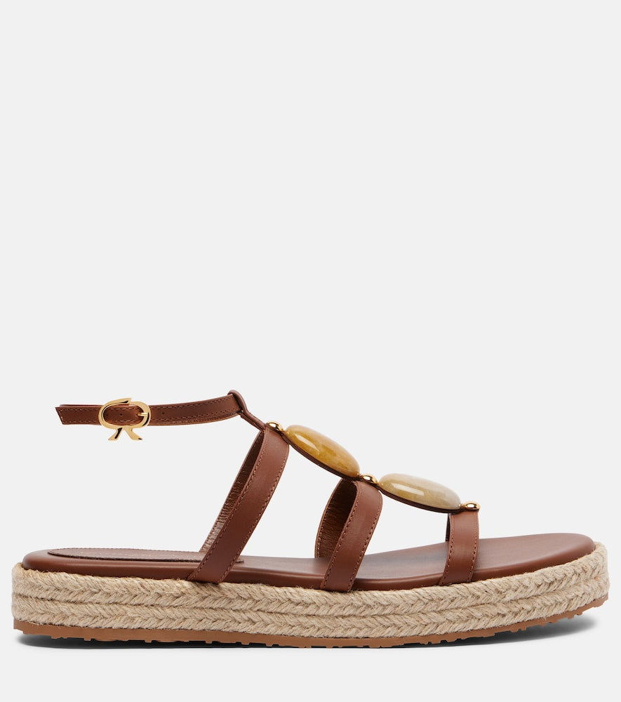 Gianvito Rossi Embellished leather espadrille sandals