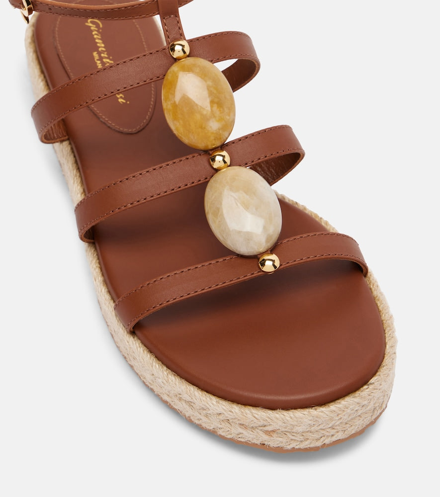 Gianvito Rossi Embellished leather espadrille sandals