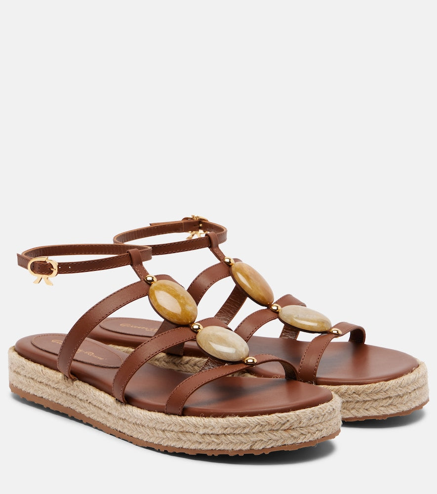 Gianvito Rossi Embellished leather espadrille sandals