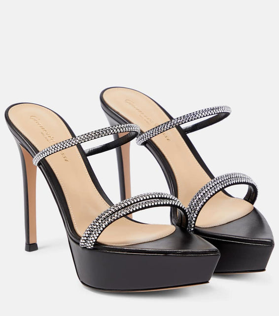 Gianvito Rossi Embellished leather platform sandals