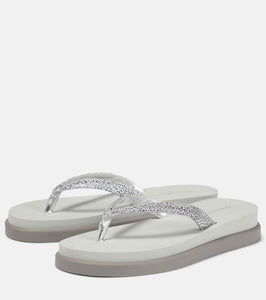 Gianvito Rossi Embellished leather platform thong sandals