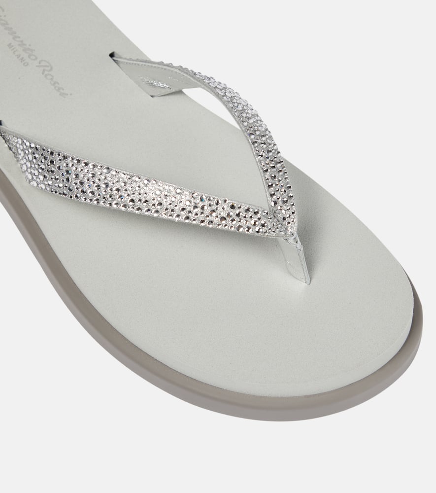 Gianvito Rossi Embellished leather platform thong sandals