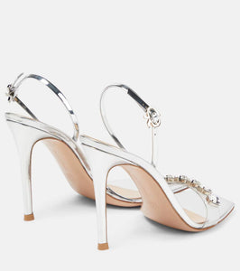 Gianvito Rossi Embellished metallic leather sandals