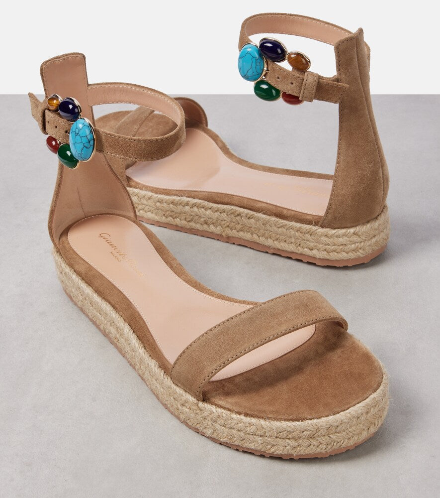 Gianvito Rossi Embellished suede espadrille sandals