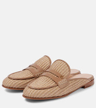Gianvito Rossi Florio Marbella leather-trimmed raffia mules