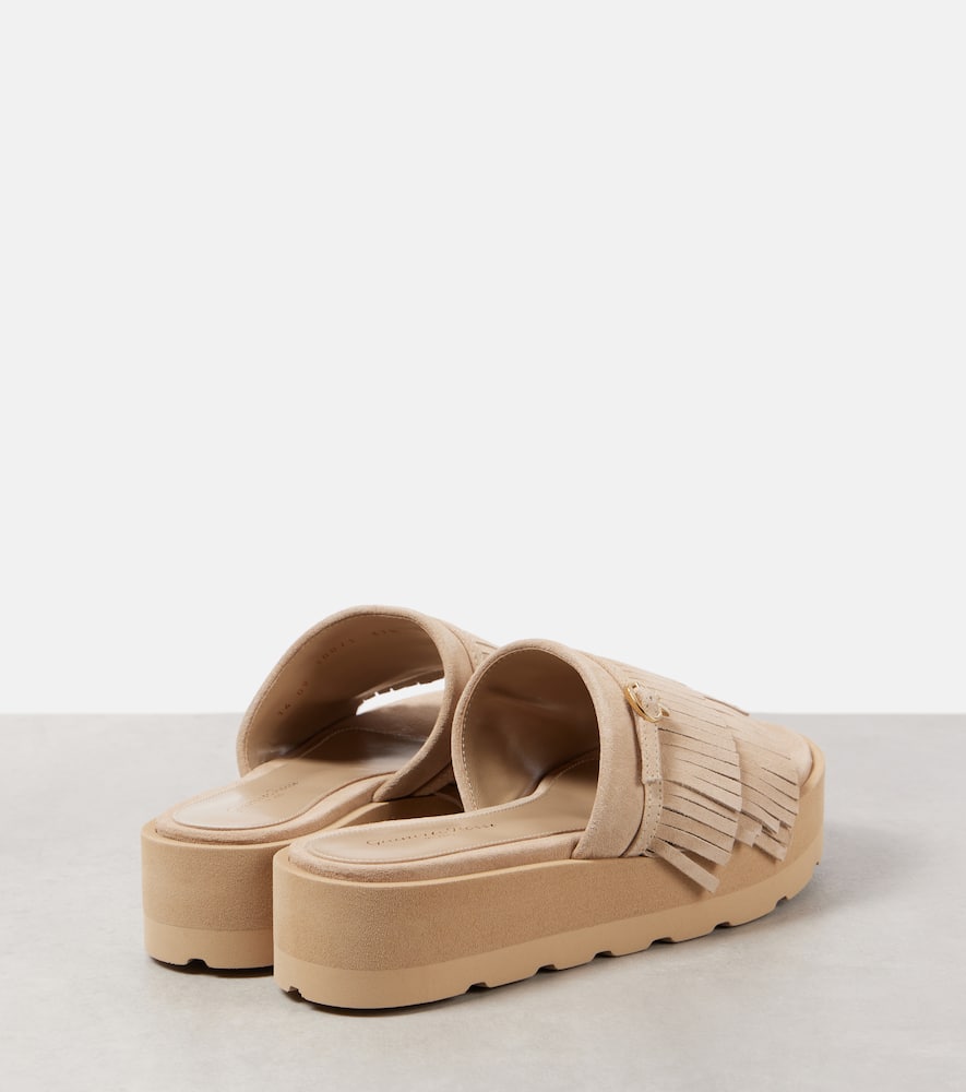 Gianvito Rossi Fringed suede platform slides